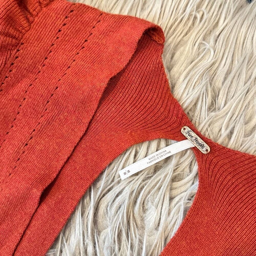 Free People Cozy Nights Burnt Red Orange Boho dress size medium - Picture 4 of 8